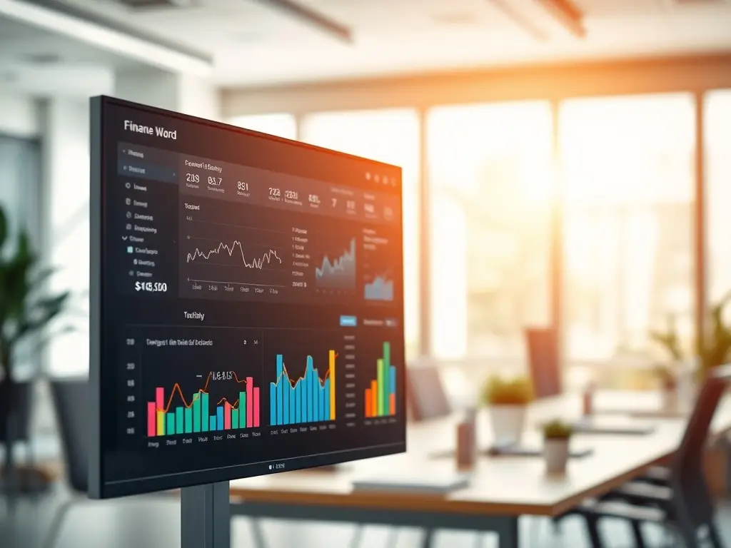 A split-screen showcasing a financial dashboard on one side and a communication interface on the other, illustrating the integration of financial tracking and communication within the PartnerShip platform.